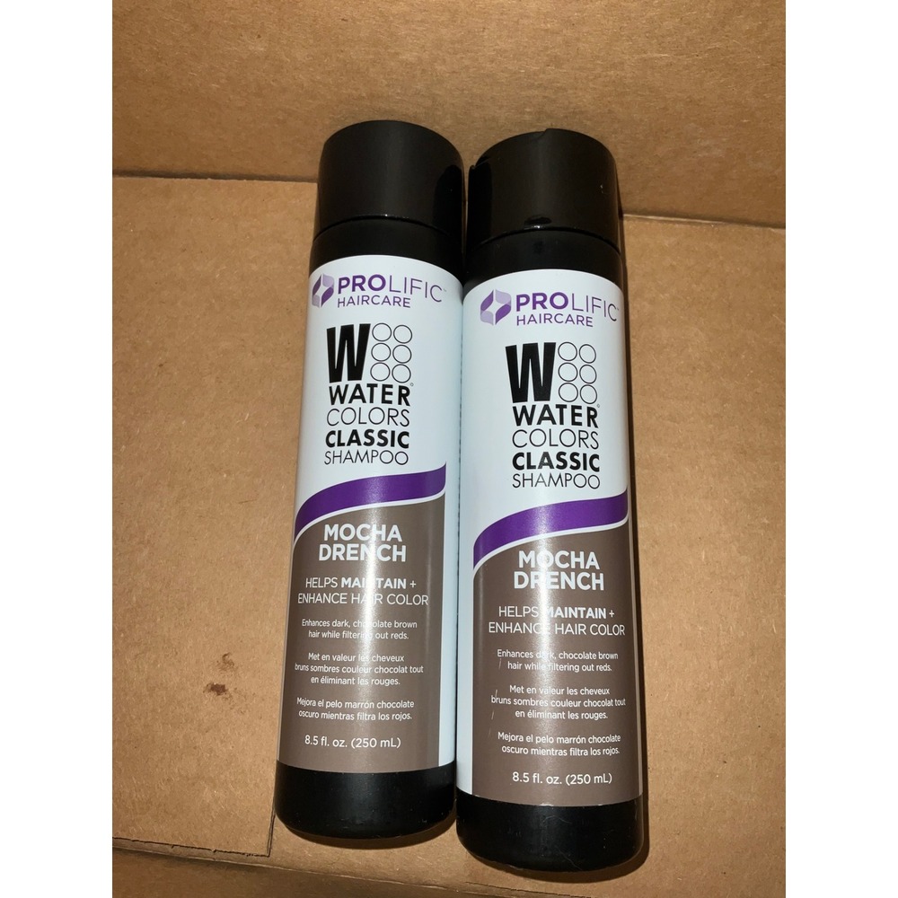 Prolific Haircare Water Colors hair Shampoo Mocha Drench Color Enhancing 2pk